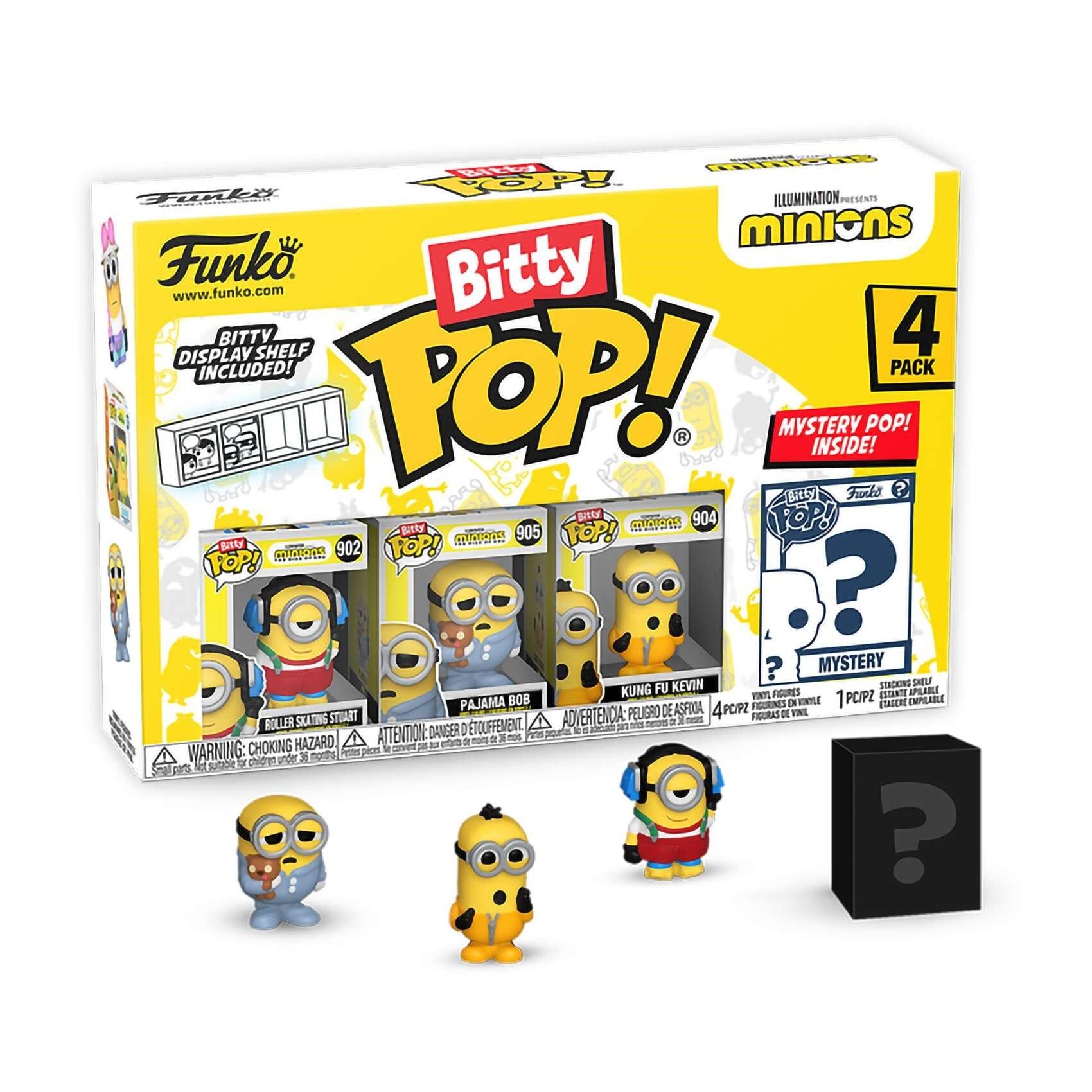 Фигурка Funko Bitty POP! Minions Roller Stuart+Pajama Bob+Kung Fu Kevin+Mystery (1 of 4) 4PK